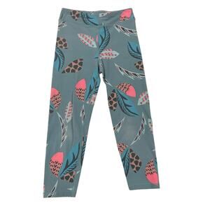 Tea Collection Light Blue Pink Feather Print Leggings Girls 10 AS IS